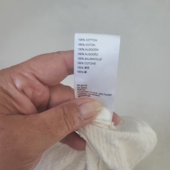 Free People Women's long sleeve crop top cinch front Ivory Size XS Boho Chic - Picture 8 of 12